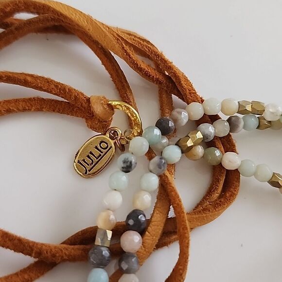 Julio Designs Necklace~Bracelet Wrap with Suede and Stones Euro Summer - Picture 5 of 13
